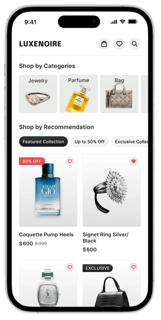 Preview visual de una storefront ecommerce